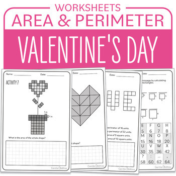 Preview of Valentine's Day Math Activity Area and Perimeter Heart Math Centers