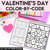 Valentine's Day Math Activity - Color-by-Code for 3rd Grade
