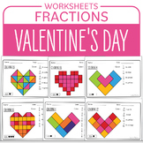Valentine's Day Math Activity Coloring Fractions Heart Mat