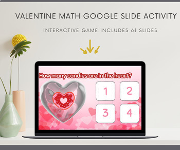 Preview of Valentine's Day Math Activity, Google Slide, PreK, Kindergarten, Numbers 1-20