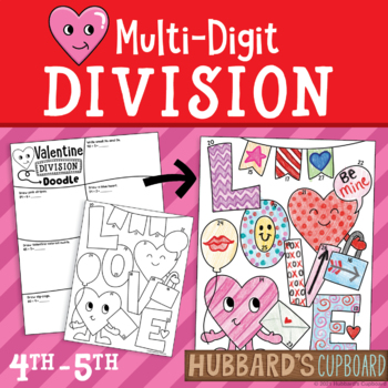 Preview of Valentine's Day Math Activity - Multi-Digit Division 4th/5th Gr. - Hearts Doodle