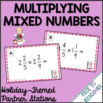 Preview of Valentines Day Math Activity Multiplying Mixed Numbers