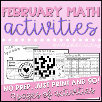 Preview of Valentine's Day Math Activity Packet 