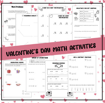 Preview of Valentine's Day Math Activity Packet (No Prep, Grades 4-6)