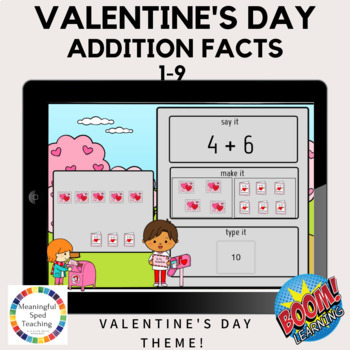 Preview of Valentine's Day Math Addition Facts Numbers 1-9 Digital Boom Cards™