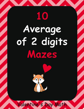 Preview of Valentine's Day Math: Average of 2 digits Maze