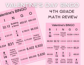 Preview of Valentine's Day Math BINGO Game