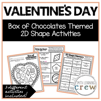 Preview of Valentine's Day Math | Box of Chocolates Themed 2D Shape Activities!