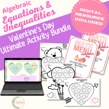 Preview of Valentine's Day Math Bundle// Digital & PDF// Algebraic Equations & Inequalities