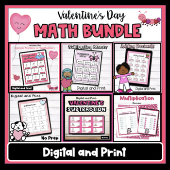 Preview of Valentine's Day Math Bundle for 3-5 Grade - 