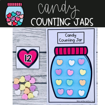 Preview of Valentine's Day Math - Candy Counting Jars - Preschool, Pre-K