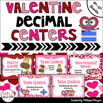 Preview of Valentine's Day Math Centers Grades 4-6