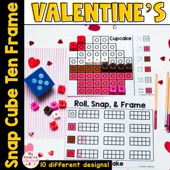 Preview of Valentine's Day Math Centers & Ten Frames Activity | February Counting Game