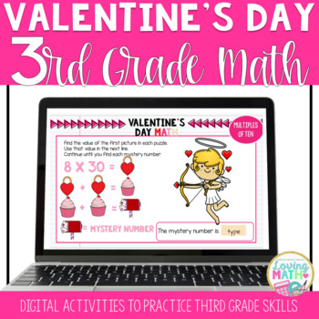 Preview of Valentine's Day Math Activities Third Grade Google Classroom