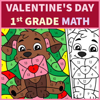 Preview of Valentine's Day | Color By Number 1st Grade | Color by Code Math Worksheets