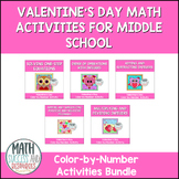 Valentine's Day Math Color-by-Number Activities for Middle