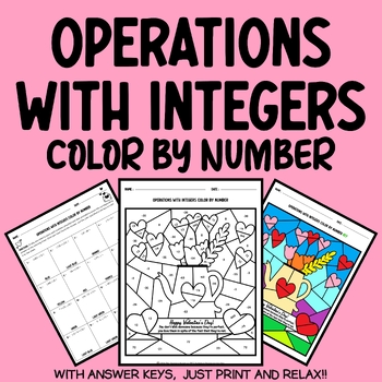 Preview of Valentine's Day Math Coloring: Operations With Integers 5th 6th 7th