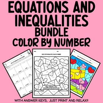 Preview of Valentine's Day Math Coloring: Solving Equations and Inequalities Bundle