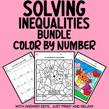 Preview of Valentine's Day Math Coloring: Solving Inequalities Coloring Bundle