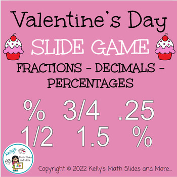 Preview of Valentine's Day Math - Converting Fractions Decimals & Percentages Digital Game