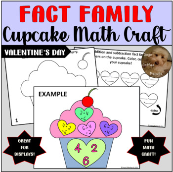 Preview of Valentine's Day Math Craft - Addition & Subtraction Fact Families K, 1st, 2nd
