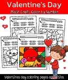 Valentine's Day  Math Craft Color by Number coloring pages