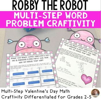 Preview of Valentine's Day Math Craft - Word Problem Craftivity Grades 3-5