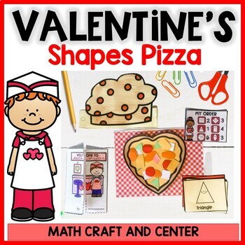 Preview of Valentine' Day Geometry Craft | Pizza Shapes Activity | Math craftivity