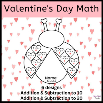 Preview of Valentine's Day Math Crafts - Addition and Subtraction to 10 and 20