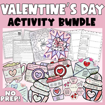 Preview of Valentine's Day Math Crafts and Reading Activity Bundle