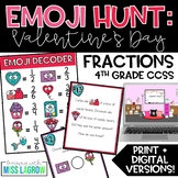 Valentine's Day Math Emoji Hunt Fractions Fourth Grade Activity