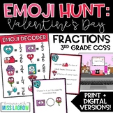 Valentine's Day Math Emoji Hunt Fractions Third Grade CCSS