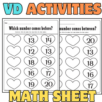 Preview of Valentine's Day Math Facts Coloring Pages:Counting-addition-letter-tracing-frame