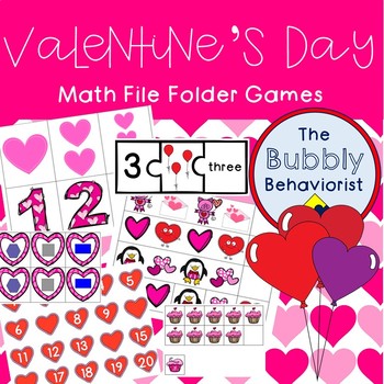 Preview of Valentine's Day Math File Folder Games