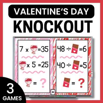 Preview of Valentine's Day Math Games - Multiplication & Division - Find the Missing Number