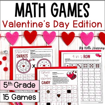 Preview of Valentine's Day Math Games for 5th Grade - Fractions, Multiplication, Division