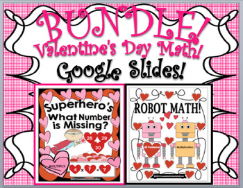 Preview of Valentine's Day Math Google Slides Drag and Drop! Grades 3 - 5 Editable