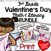 Valentine's Day Math & Literacy BUNDLE for 3rd | PRINT