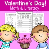 Valentine's Day Math & Literacy Worksheets | Kindergarten 