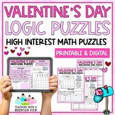 Valentine's Day Math Logic Puzzles Activities for Critical