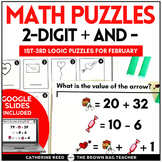 Valentine's Day Math Logic Puzzles: Add and Subtract 2-Dig