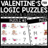 Valentine's Day Math Logic Puzzles- Addition and Subtraction