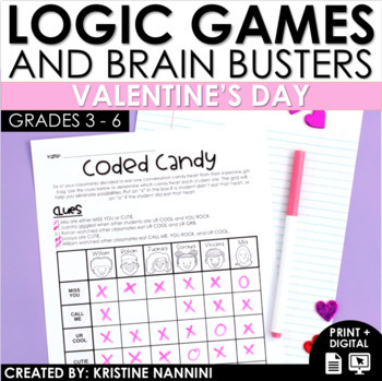 Preview of Valentine’s Day Math Logic Puzzles | Brain Teasers for Early Finishers