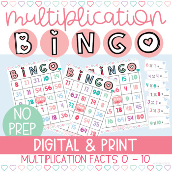 Interactive Math Game: Digital Bingo Cards: Multiplication