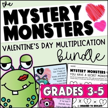 Preview of Valentine's Day Math Multiplication Worksheets and Word Problem Task Cards