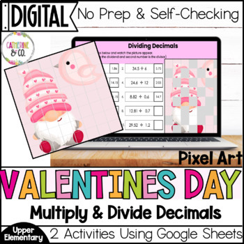 Preview of Valentine's Day Math Multiply & Divide Decimals - DIGITAL Pixel Art Activity