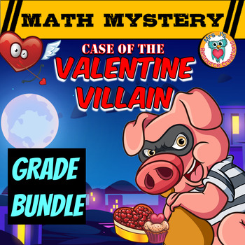 Preview of Valentine's Day Math Mysteries - Differentiated GRADE Bundle Pack (1st - 7th)