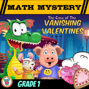 Preview of Valentine's Day Math Mystery Activity - 1st Grade Pack - Vanishing Valentines