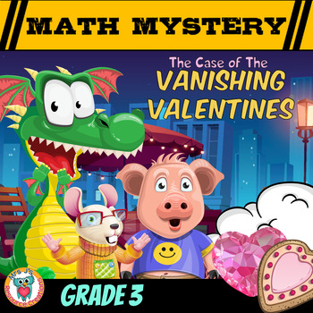 Preview of Valentine's Day Math Mystery Activity - 3rd Grade Pack - Vanishing Valentines