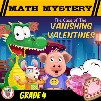 Preview of Valentine's Day Math Mystery Activity - 4th Grade Pack - Vanishing Valentines
